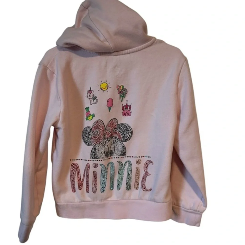 DISNEY Pink Fleece Lined Zip‎ Front MINNIE MOUSE Hoodie